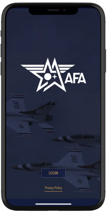 AFA Connect mobile app login screen